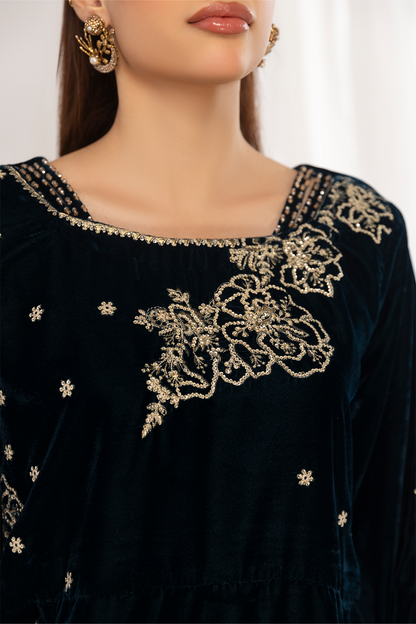 1PC Velvet Long Dress - VLT 008