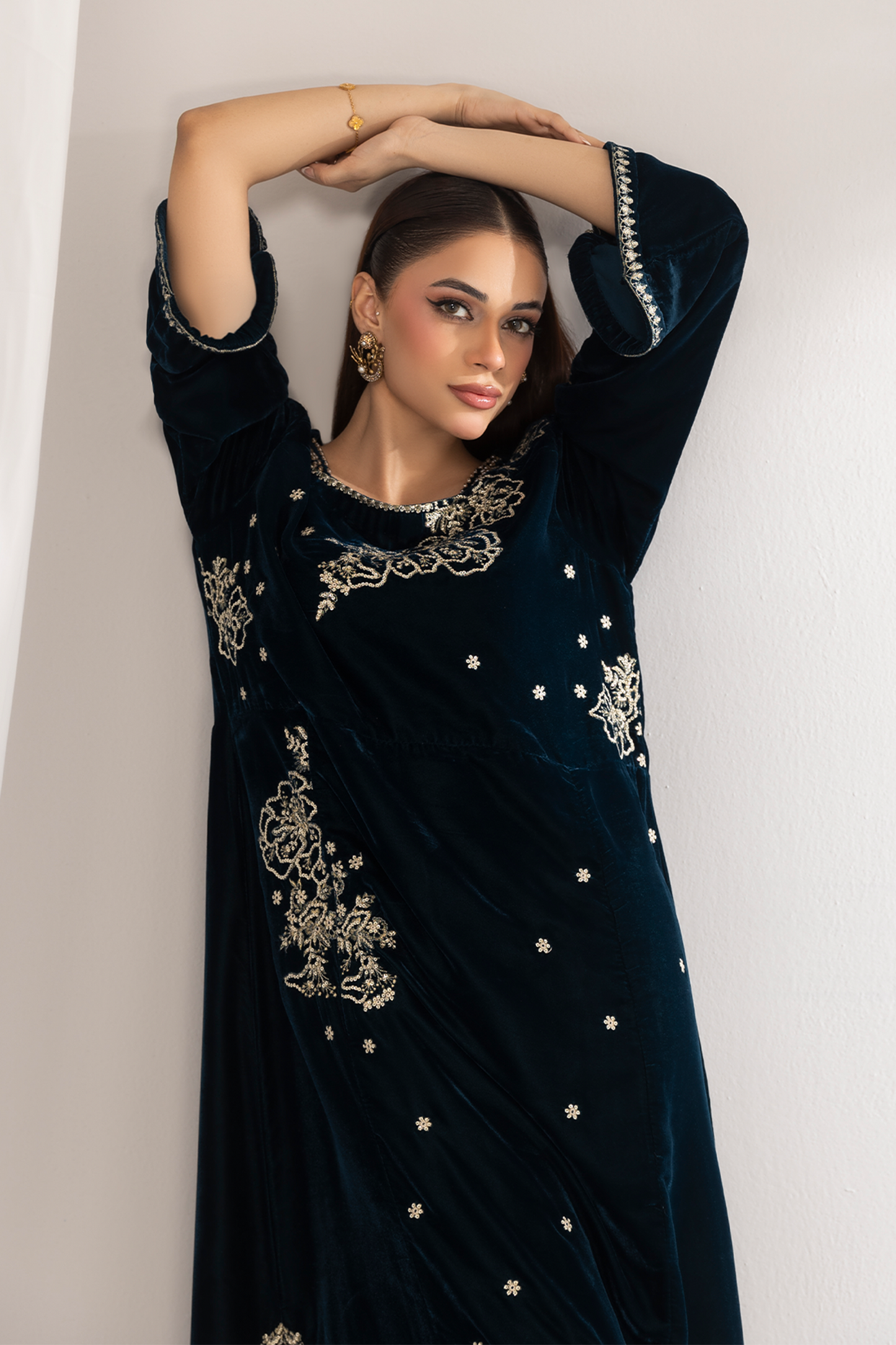 1PC Velvet Long Dress - VLT 008