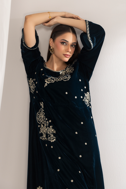 1PC Velvet Long Dress - VLT 008