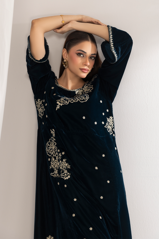 1PC Velvet Long Dress - VLT 008