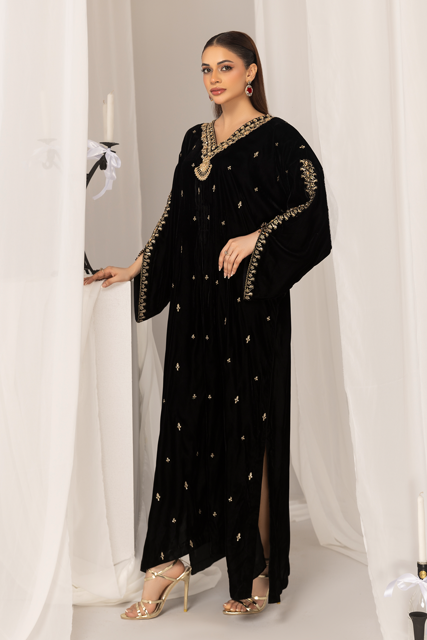 1PC Velvet Long Dress - VLT 010