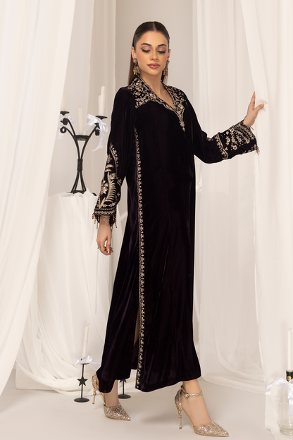 1PC Velvet Long Dress - VLT 011