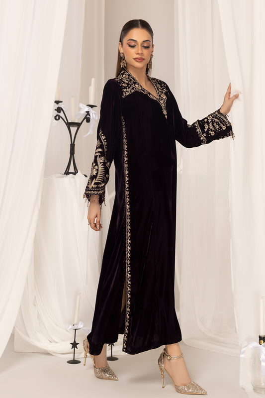 1PC Velvet Long Dress - VLT 011