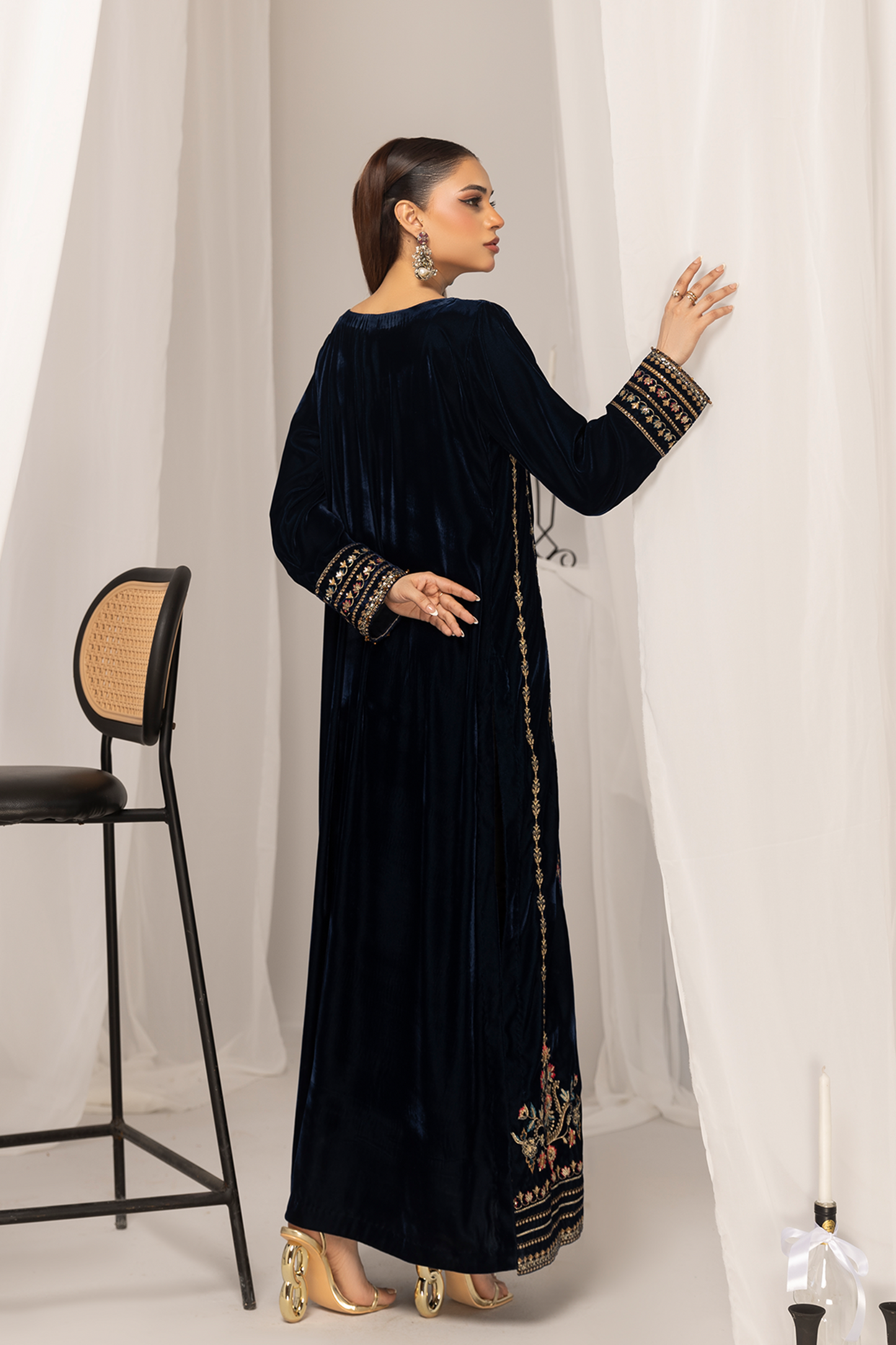 1PC Velvet Long Dress - VLT 012