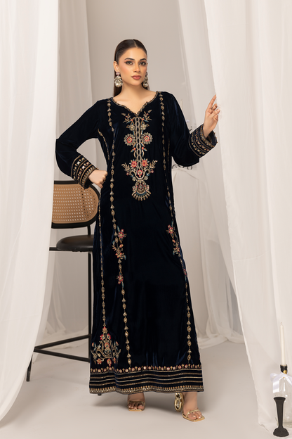 1PC Velvet Long Dress - VLT 012