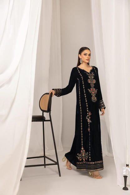 1PC Velvet Long Dress - VLT 012